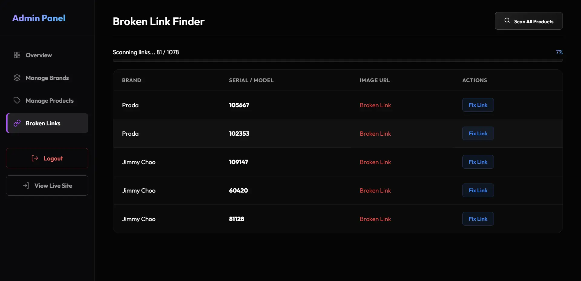 Broken Links Scanner