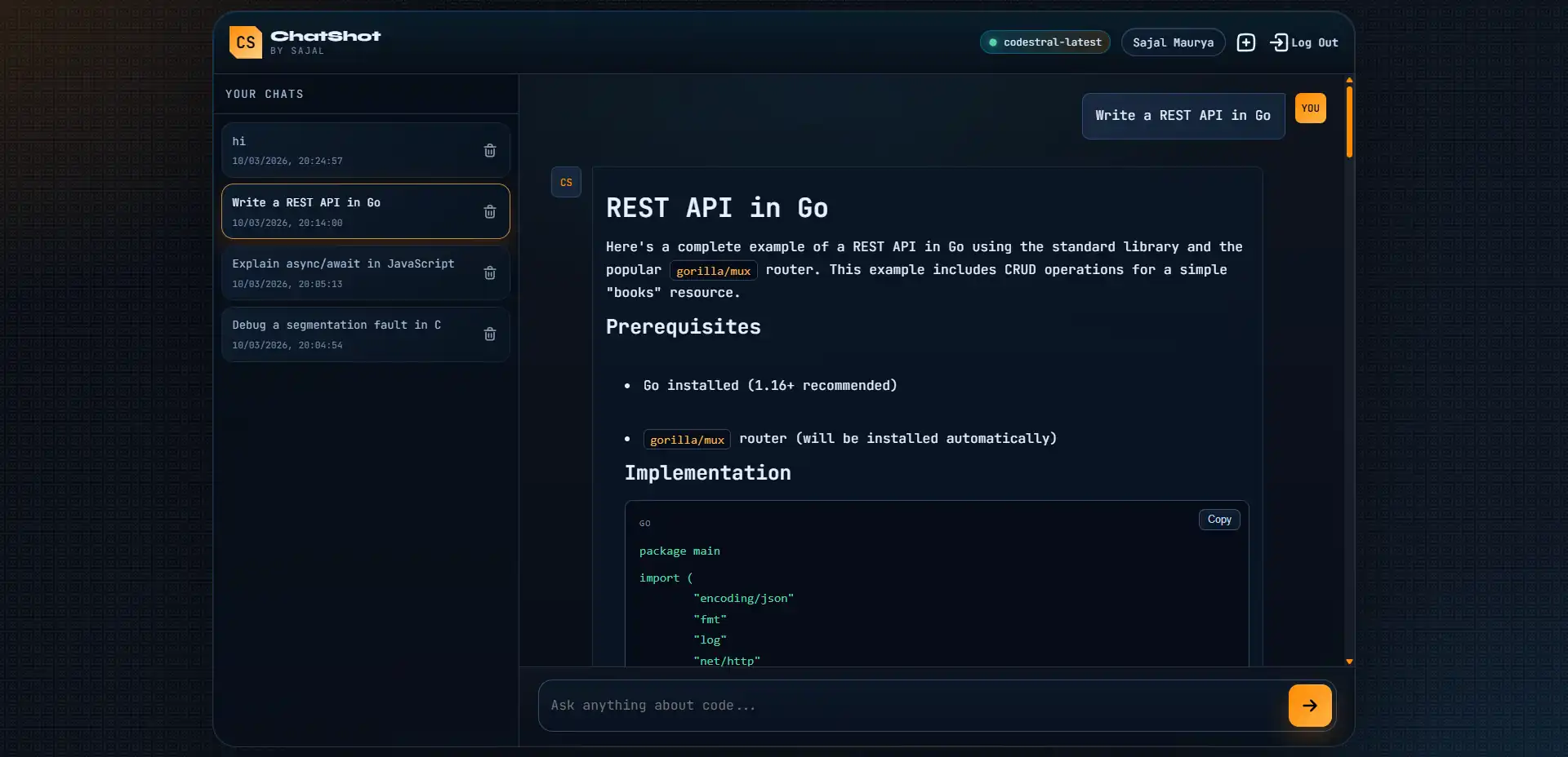 ChatShot AI Coding Assistant